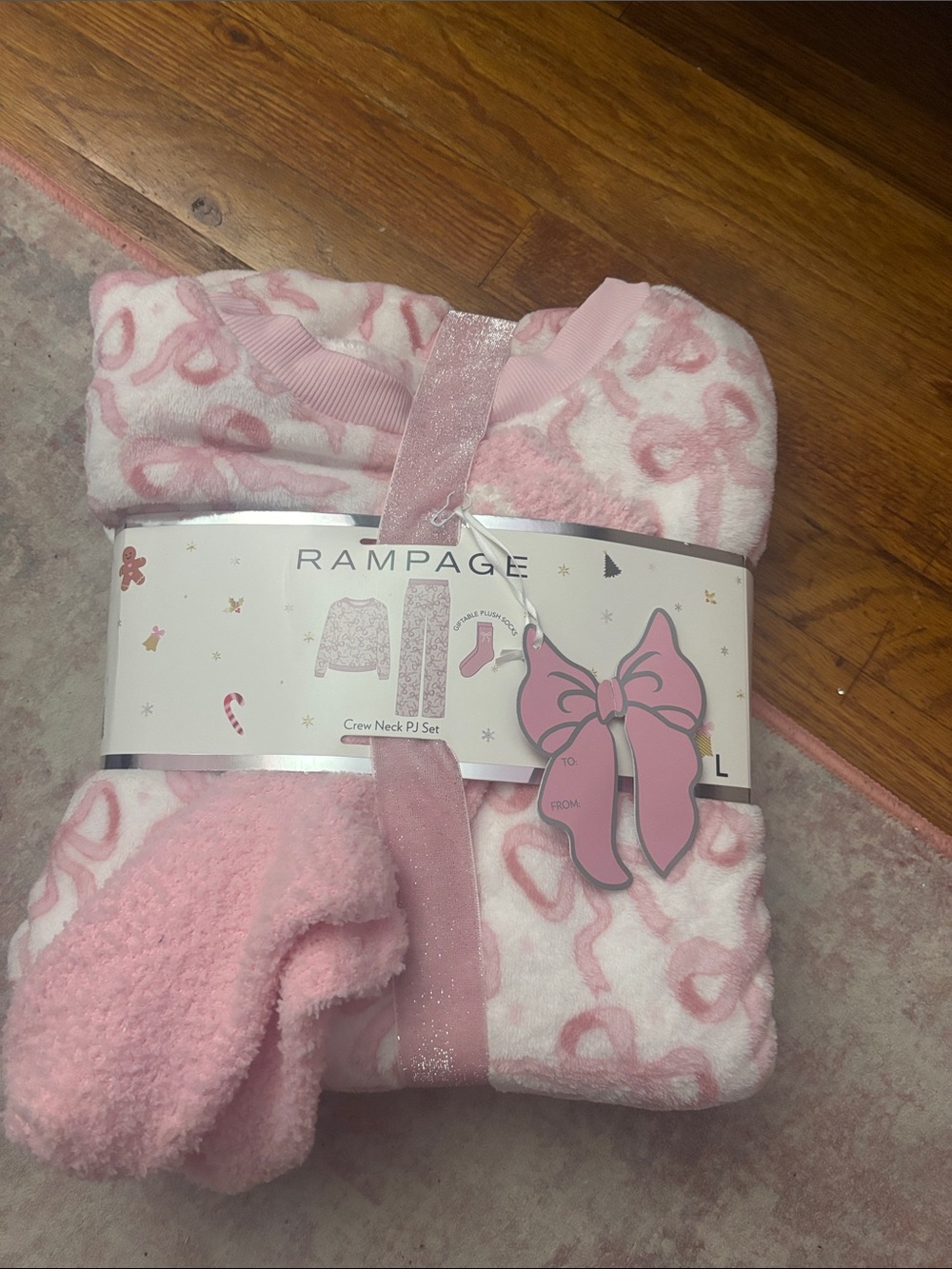 Rampage Pink and White Heart Fleece Pajama Set